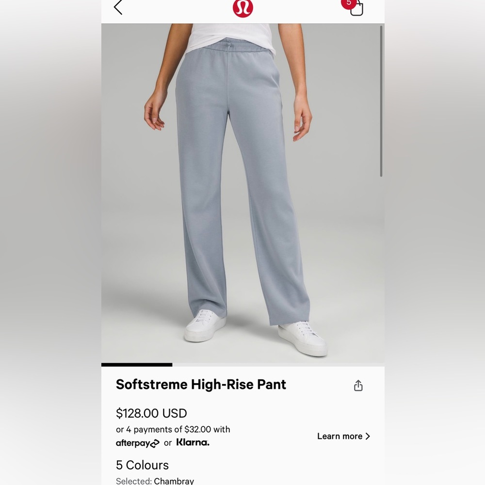 Chambray Lululemon Softstreme High Rise Pant SIZE10